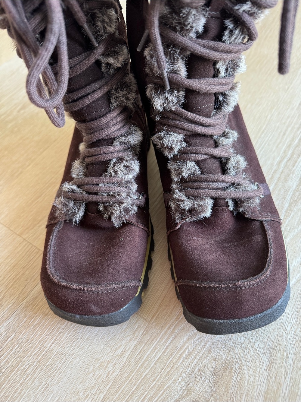 Skechers Women's Dark Brown Faux-Fur Lace-Up Winter Boots